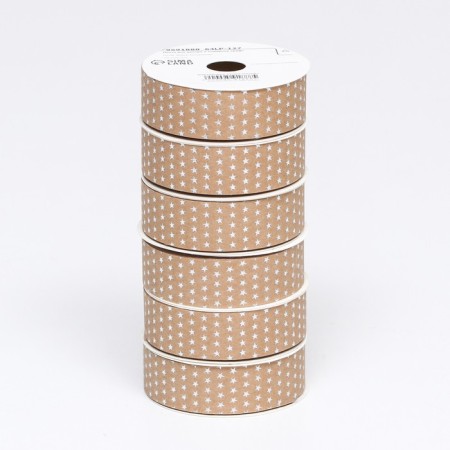 Ribbon for decor and gifts Kraft with stars "Star" 2cm x 5 m-3