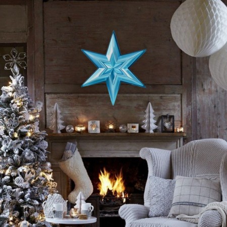Figure "Star in the Star" Small Blue Metallic Metal, 38.8x33.5 cm