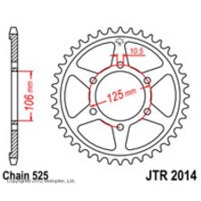 The rear star, driven by JTR2014 steel, chain 525, 47 teeth