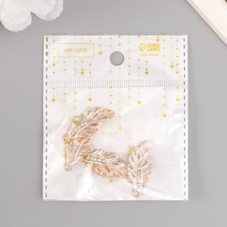 Decor for creativity metal, rhinestones "Palm sheet" 3x1.5 cm-3