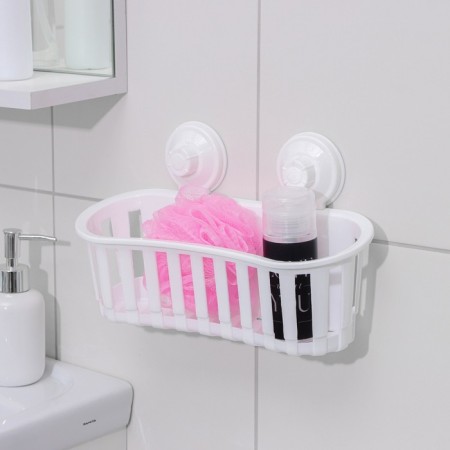 Shelf for bathrooms on vacuummic suction cups, 30 × 11 × 9 cm, white color-3