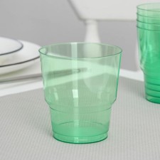 A glass of plastic disposable 