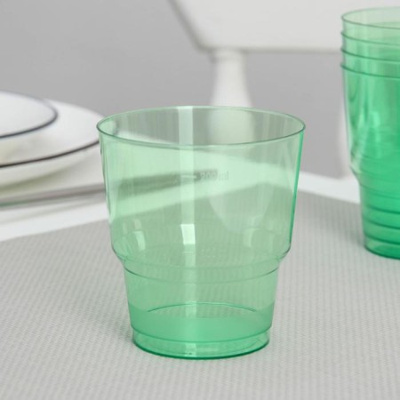 A glass of plastic disposable "Crystal", 200 ml, green color