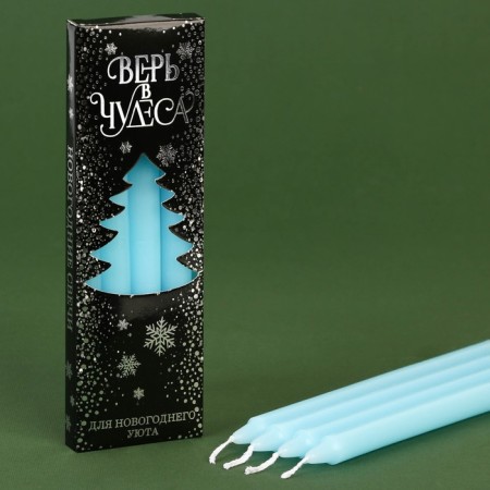New Year's wax candles “New Year: Believe miracles”, set 4 pcs., Blue, 15 x 1 x 1 cm.-2