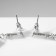 Earrings hanging “brushes” with a rectangle, white color in silver, 8.5 cm