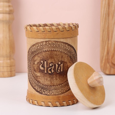 TUES "Tea", with embossing, 8.5 × 8.5 × 12 cm, birch bark-1