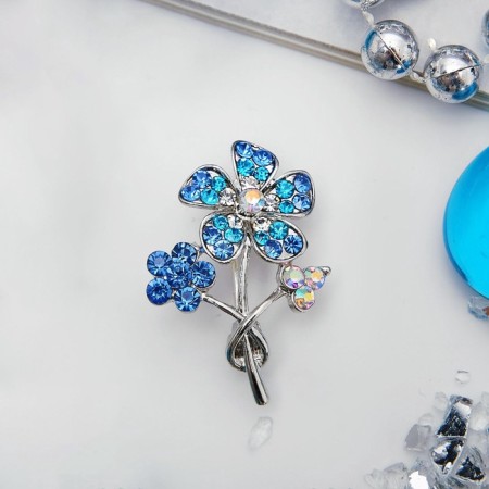 Brooch "Flowers" forget -me -nots, blue color in silver-2