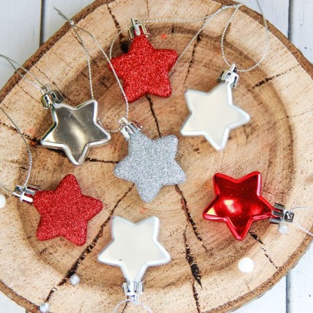 Jewelry decoration "Assorted Stars" (set 15 pcs) 3.5 cm, mix