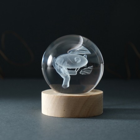 Souvenir Glass backlight "Ball. Airship" D = 6 cm stand wood, usb-6