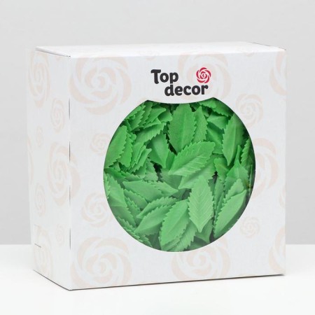 Waffel figures "Rose sheet", small, 38 mm, green, 1000 pcs
