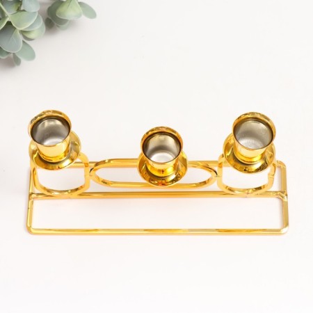 Summary Metal for 3 candles "ovals" d = 2.3 cm gold 5.8x20x11.5 cm-4
