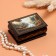 Casket "Cranes on the Pond", black, 6 × 9 cm, lacquer miniature