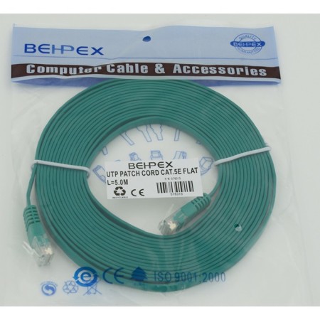 Flat Cat5e Molded 5m Green RJ-45 (M) -RJ-45 (M) patch cord-1