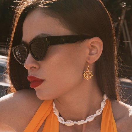 Earrings Metal "Sailor", Color Black Gold-3