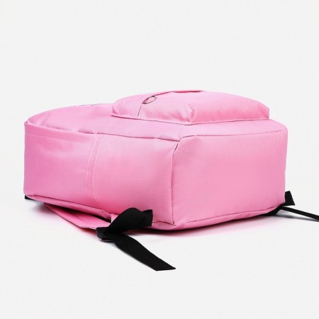 A backpack with a zipper, an outer pocket, a set of a chover, bag, pink color-3