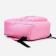 A backpack with a zipper, an outer pocket, a set of a chover, bag, pink color