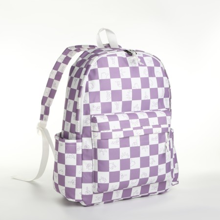 Youth backpack from textiles, 4 pockets, white/lilac color-2