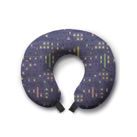 Travel pillow "City windows", size 30x25x10 cm