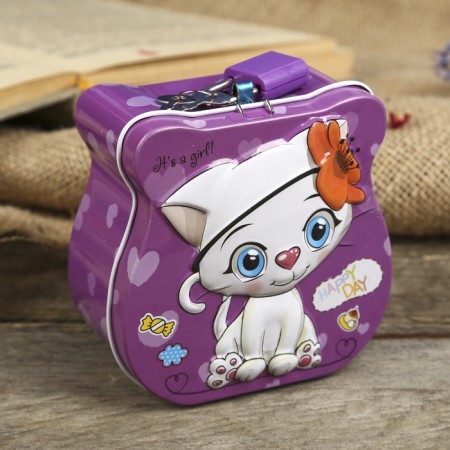 Piggy bank Metal "Cute kitten" mix 8.5x9x4.5 cm
