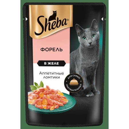SHEBA wet food for adult cats, trout, jelly, spider, 75g