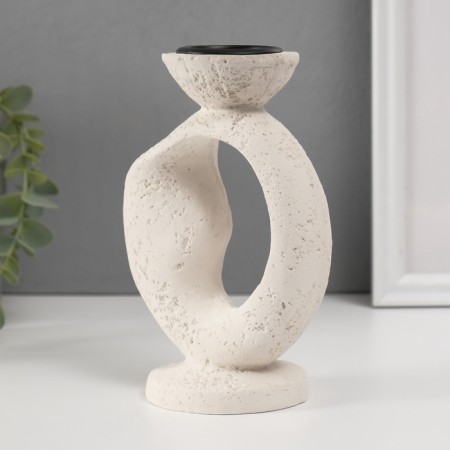 Gypsum candlestick, metal on 1 candle "Abstraction. Ribbon" d = 3.8 cm 7.5x10x16.5 cm-3