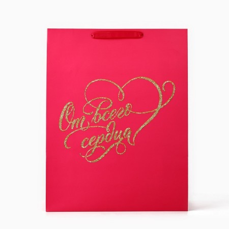 Laminated vertical packet “From the whole heart”, glitter, l, 31 × 40 × 11.5 cm-1