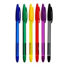 A set of ballpoint pens 6 colors, a plain color of the case, in the blister