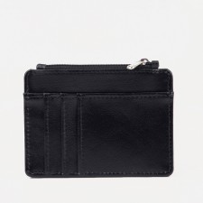 Cardholder with a section for coins, Textura, black color