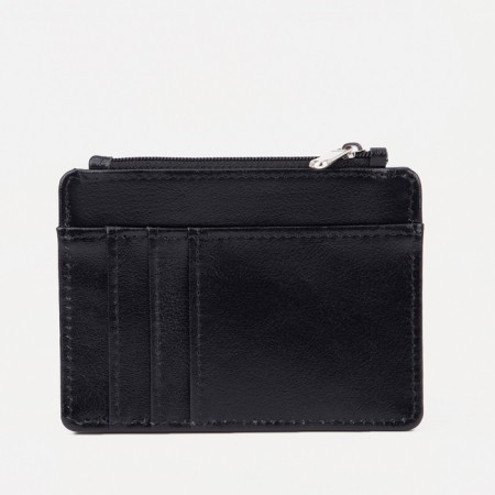 Cardholder with a section for coins, Textura, black color
