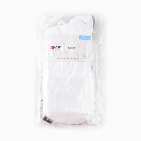 A set of men's socks (3 pairs), white/gray melange/black, size 27-29-3