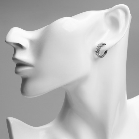 Cooping earrings contemplation, white color in silver, d = 1.8 cm-2