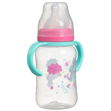 A bottle for feeding, a wide throat "Unicorn", 270 ml., With handles-5