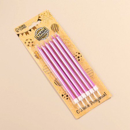 Candles in the cake "Royce", 13 cm, high, 18 pcs, purple metallic-2