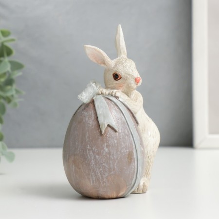 Polystone souvenir "Rabbit with an testicle with a bow" 11x5.5x8.5 cm-3