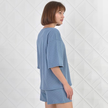 Homemade female set (T -shirt/shorts), blue color, size 46-2