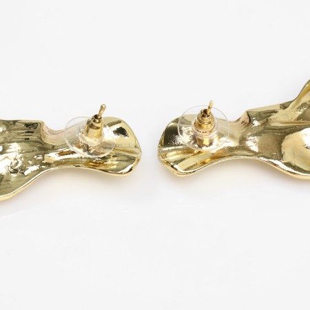 Earrings Metal "bend" wave is large, color gold-1