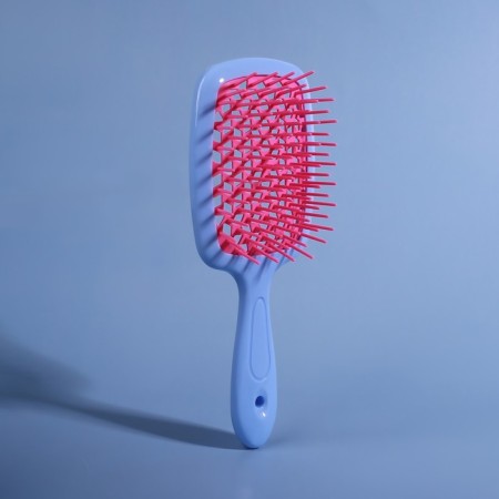 The comb is massage, wide, ventilated, 8.5 × 20.5 cm, PVC box, blue/pink color-4