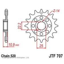 Front leading star for a motorcycle, steel JTF707, chain 520, 15 teeth
