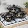 Set of pan "Black Gold", 3 subjects: 2.1 l, 3.1 l, 4 l, covers, induction, black color