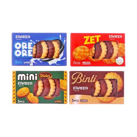 A set of figured erasers 5 pieces cracker in a box-2