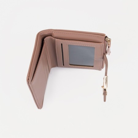 Women's wallet on the button, pink color-4