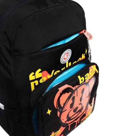 School backpack, 40 x 25 x 13 cm, Grizzly, ergonomic back, laptop department, black-9
