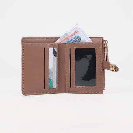 Women's wallet on the button, pink color-5