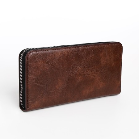 Male purse with lightning, department for bills, for cards, for coins, brown color-1