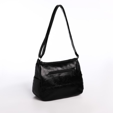 Female bag on one shoulder, on a zipper, black color-1