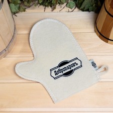 Mitten for a bathhouse, white with black embroidery 