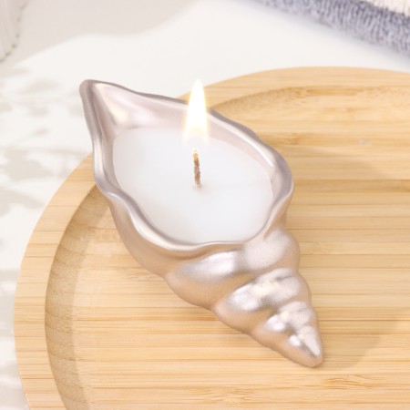 Candle "shell" in a candlelight made of gypsum is small, 11.5x5.5x3.5 cm, champagne