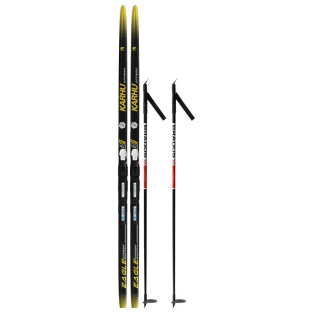 Ski kit: plastic skis 150 cm without notches, fiberglass sticks 110 cm, SNS mounts, MIX color-15