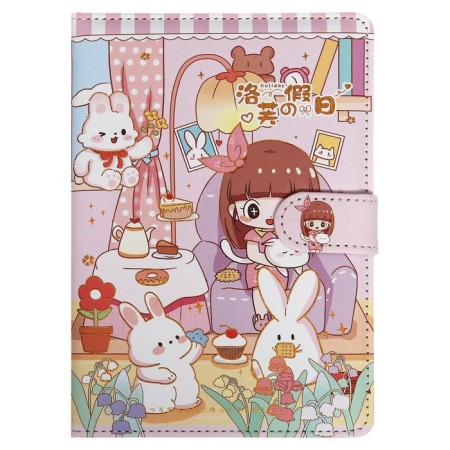 Gift notebook, A6+, 132 sheets, color block, with a stream on a magnet, PVC cover, "Anime", mix-2