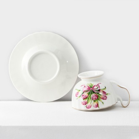 Service Service Spring, 12 objects: 6 mugs 220 ml, 6 saucers d = 15 cm, white color-6